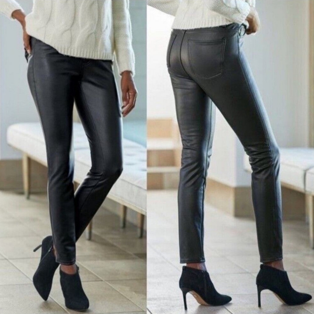 Soft Surroundings Faux Leather Pants Black Size 14